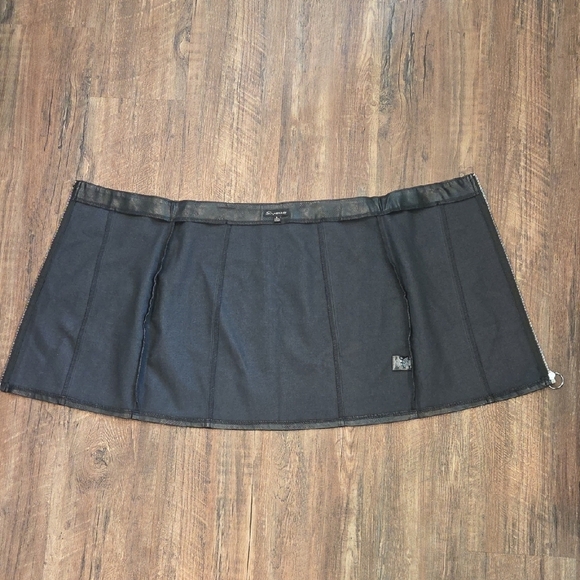Shinestar Black Perforated Faux Leather Mini Skirt With Full Zipper Size S - Picture 7 of 10